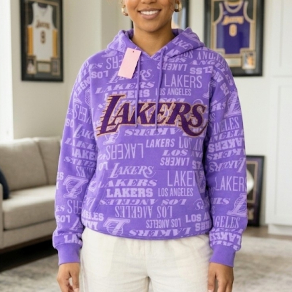 NBA Purple All-Over Logo Pullover Hoodie (G)